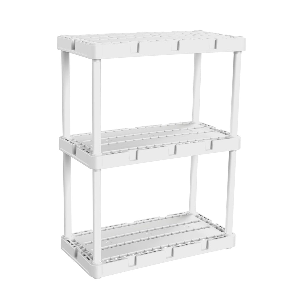 Gracious Living 3 Shelf Knect-A-Shelf Fixed Height Light Duty Storage Unit,White-Home & Garden | Household Supplies | Storage & Organization | Household Storage Caddies-Grease Monkey Garage