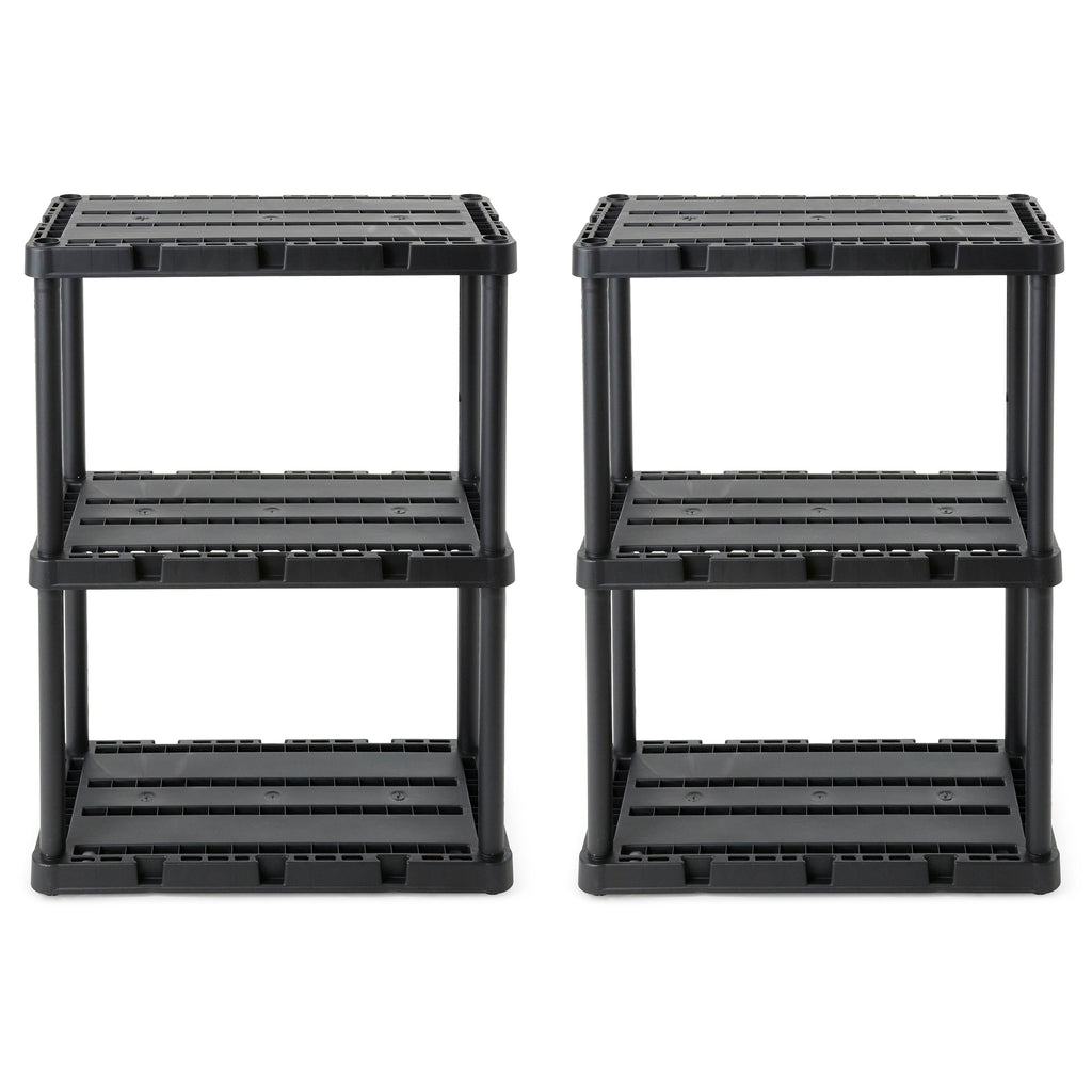 Gracious Living 3 Shelf Knect-A-Shelf Solid Light Duty Storage Unit, Black 2Pack-Furniture | Shelving | Bookcases & Standing Shelves-Grease Monkey Garage