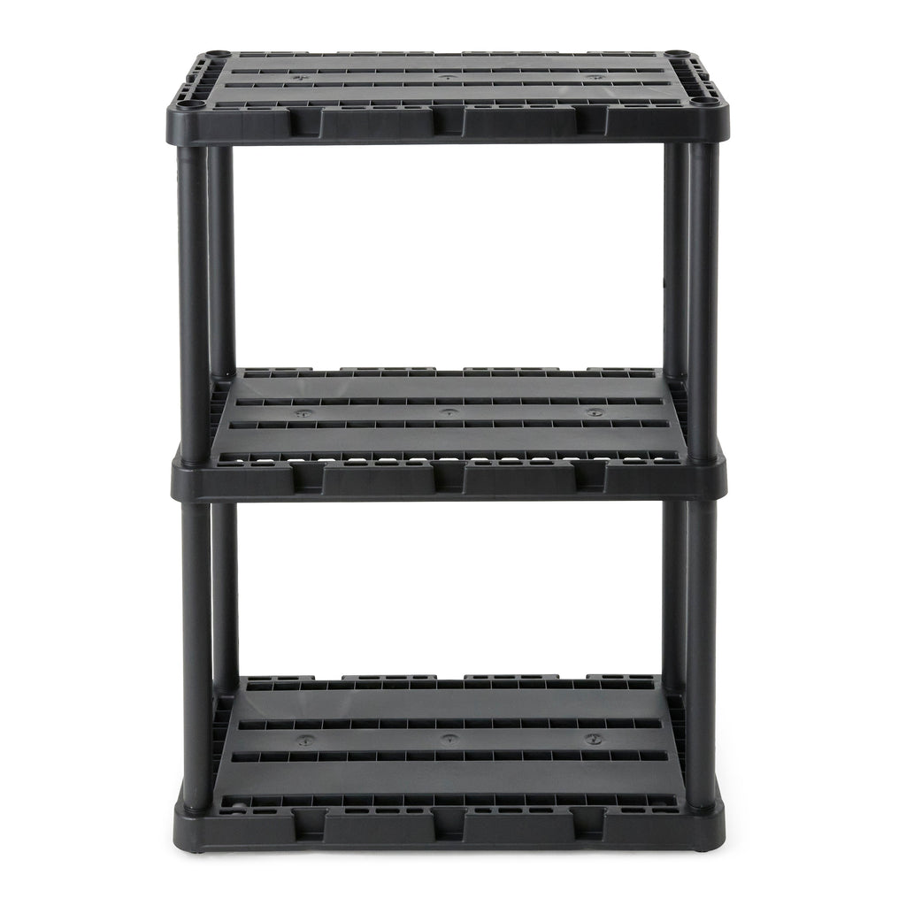 Gracious Living 3 Shelf Knect-A-Shelf Solid Light Duty Storage Unit, Black 4Pack-Furniture | Shelving | Bookcases & Standing Shelves-Grease Monkey Garage