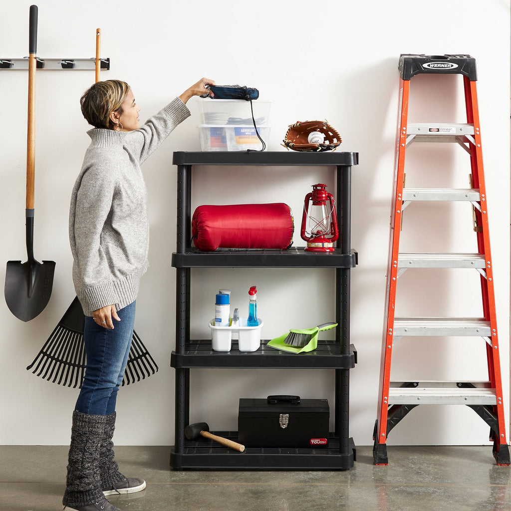 Gracious Living 4 Shelf Adjustable Height Medium Duty Storage, Black (2 Pack)-Home & Garden | Household Supplies | Storage & Organization-Grease Monkey Garage