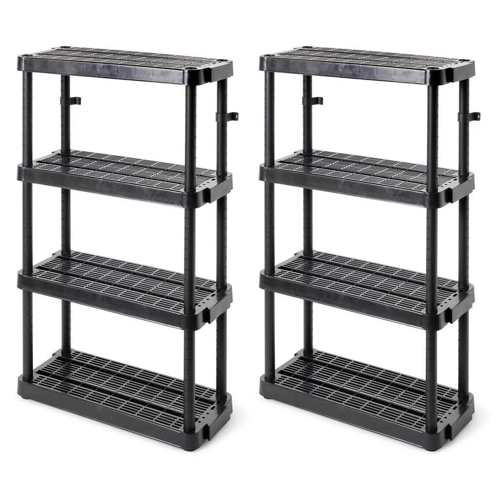 Gracious Living 4 Shelf Adjustable Height Medium Duty Storage, Black (2 Pack)-Home & Garden | Household Supplies | Storage & Organization-Grease Monkey Garage