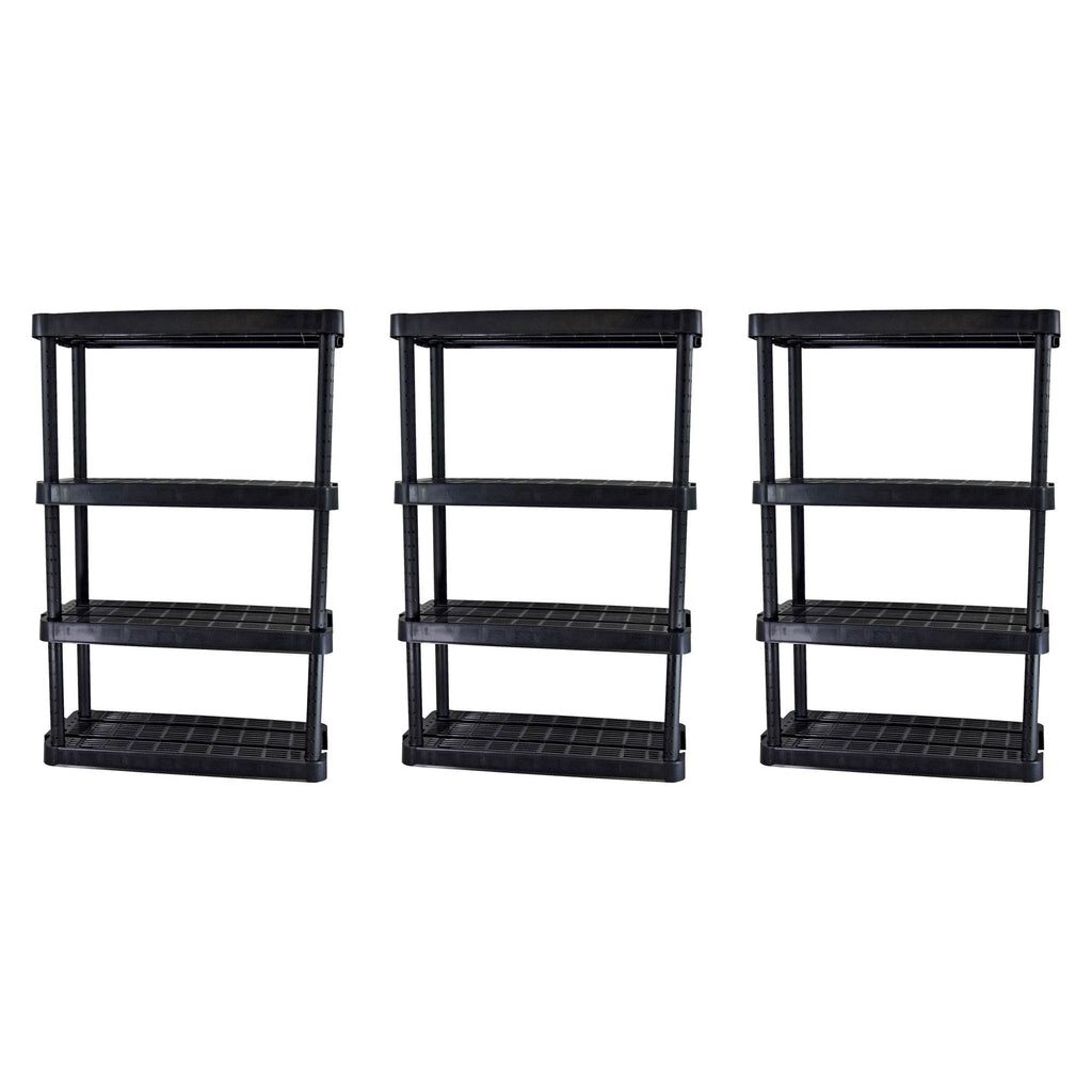 Gracious Living 4 Shelf Adjustable Height Medium Duty Storage, Black (3 Pack)-Home & Garden | Household Supplies | Storage & Organization-Grease Monkey Garage