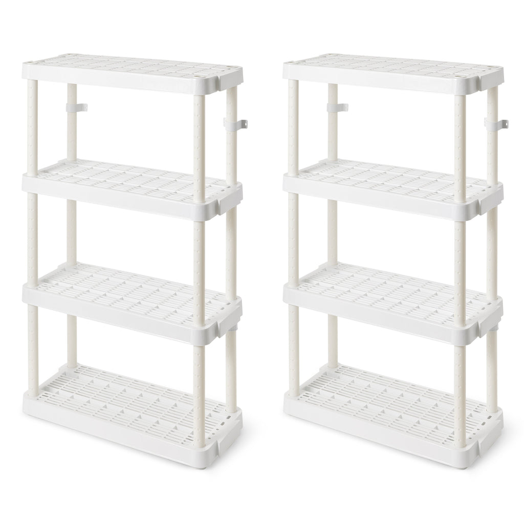 Gracious Living 4 Shelf Adjustable Height Medium Duty Storage, White (2 Pack)-Home & Garden | Household Supplies | Storage & Organization | Household Storage Containers-Grease Monkey Garage