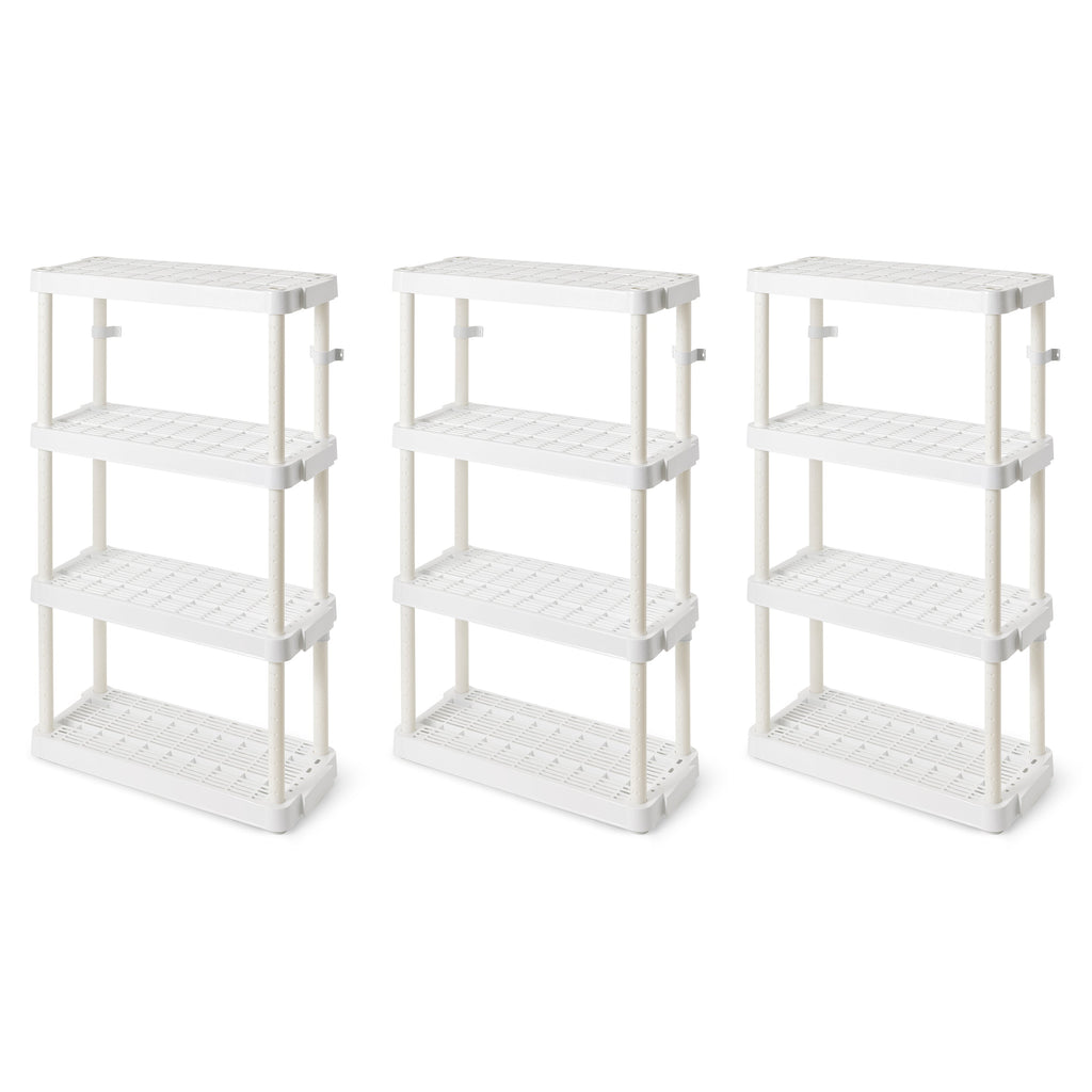 Gracious Living 4 Shelf Adjustable Height Medium Duty Storage, White (3 Pack)-Home & Garden | Household Supplies | Storage & Organization | Household Storage Containers-Grease Monkey Garage