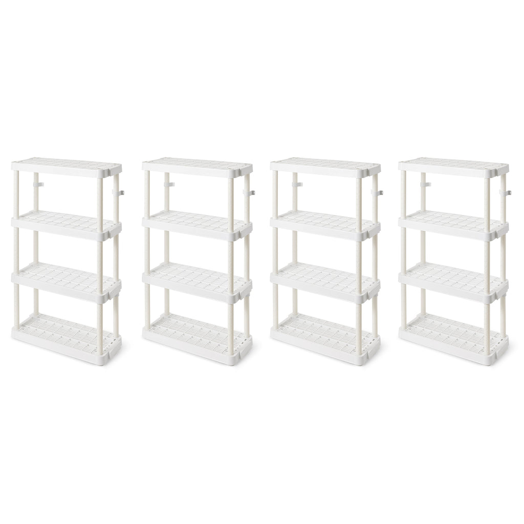 Gracious Living 4 Shelf Adjustable Height Medium Duty Storage, White (4 Pack)-Home & Garden | Household Supplies | Storage & Organization | Household Storage Containers-Grease Monkey Garage