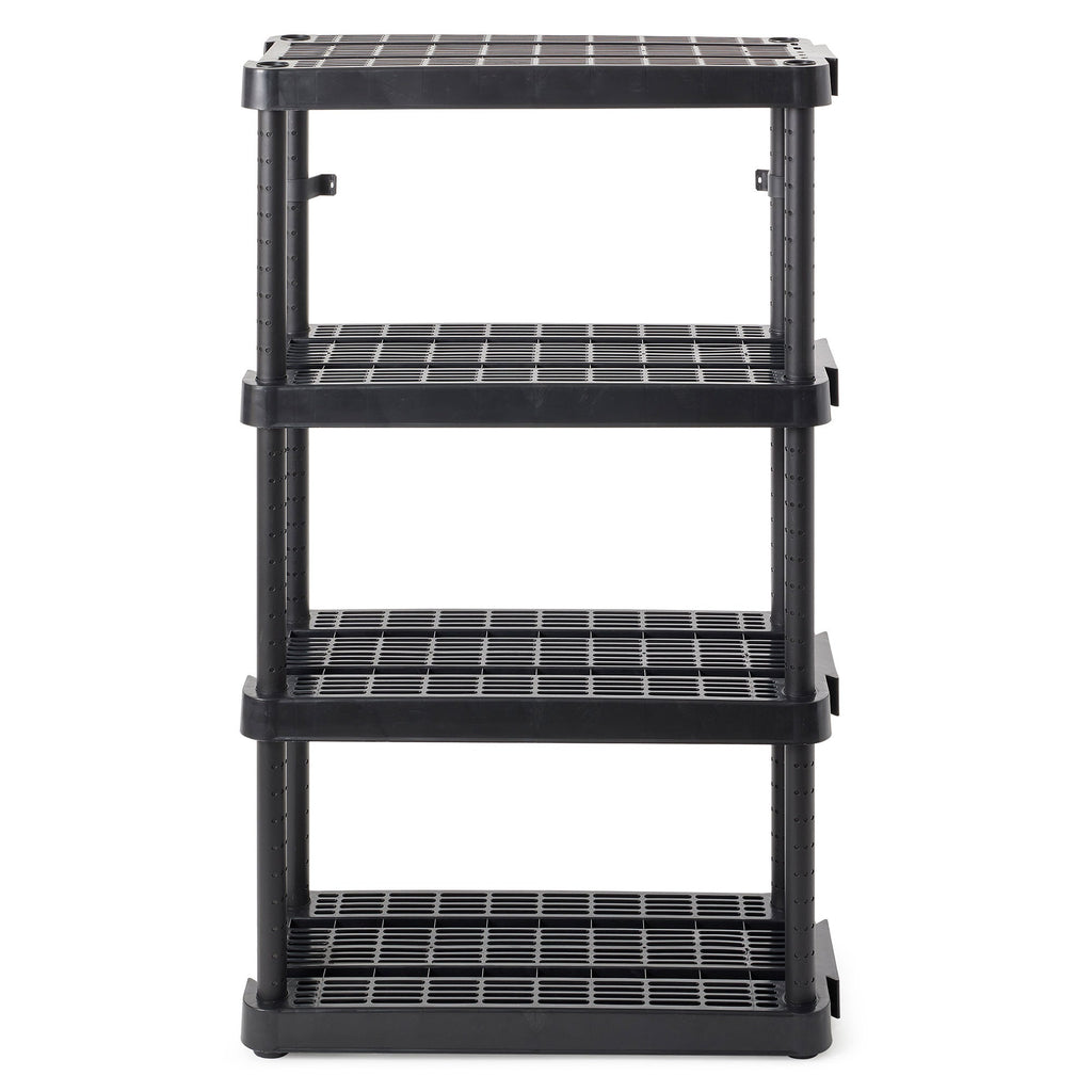 Gracious Living 4 Shelf Adjustable Height Ventilated Medium Duty Storage, Black-Business & Industrial | Industrial Storage | Industrial Shelving-Grease Monkey Garage