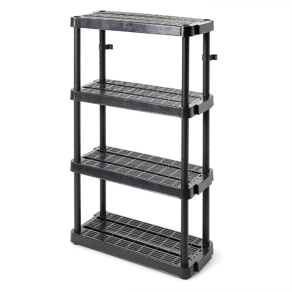 Gracious Living 4 Shelf Adjustable Height Ventilated Medium Duty Storage, Black-Business & Industrial | Industrial Storage | Industrial Shelving-Grease Monkey Garage