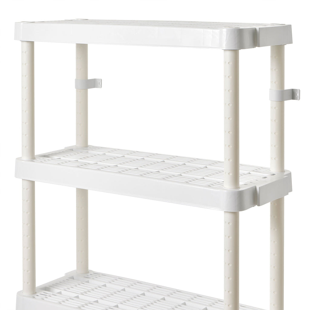 Gracious Living 4 Shelf Adjustable Height Ventilated Medium Duty Storage, White-*Home&Garden | Household Supplies | Storage & Organization | Household Storage Containers-Grease Monkey Garage