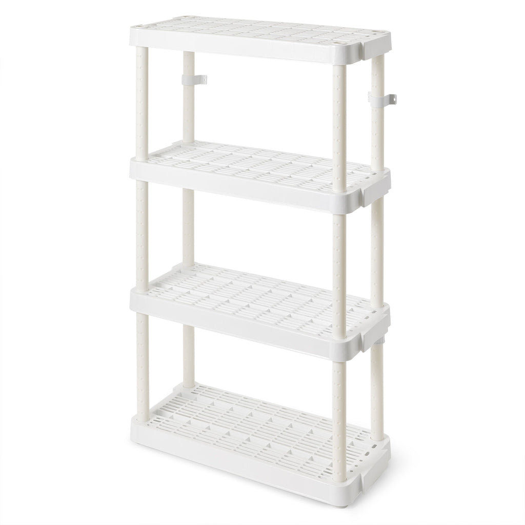 Gracious Living 4 Shelf Adjustable Height Ventilated Medium Duty Storage, White-*Home&Garden | Household Supplies | Storage & Organization | Household Storage Containers-Grease Monkey Garage