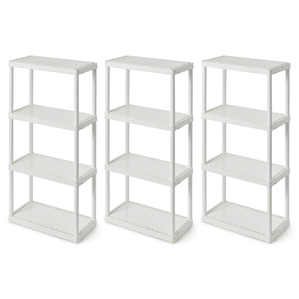 Gracious Living 4-Shelf Fixed-Height Light-Duty Solid Shelving Storage, White-Home & Garden | Household Supplies | Storage & Organization | Household Storage Containers-Grease Monkey Garage