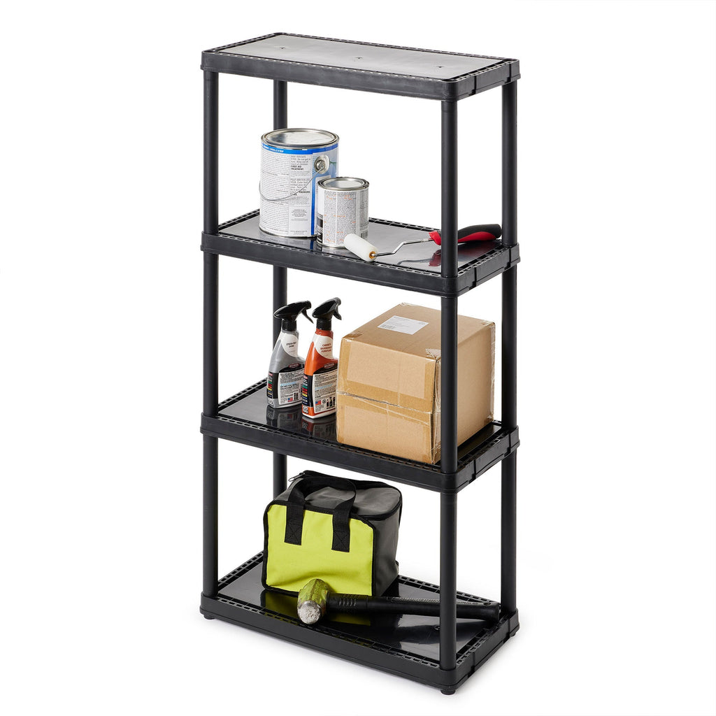 Gracious Living 4 Shelf Fixed Height Light Duty Storage Unit, Black (2 Pack)-*Home&Garden | Household Supplies | Storage & Organization-Grease Monkey Garage