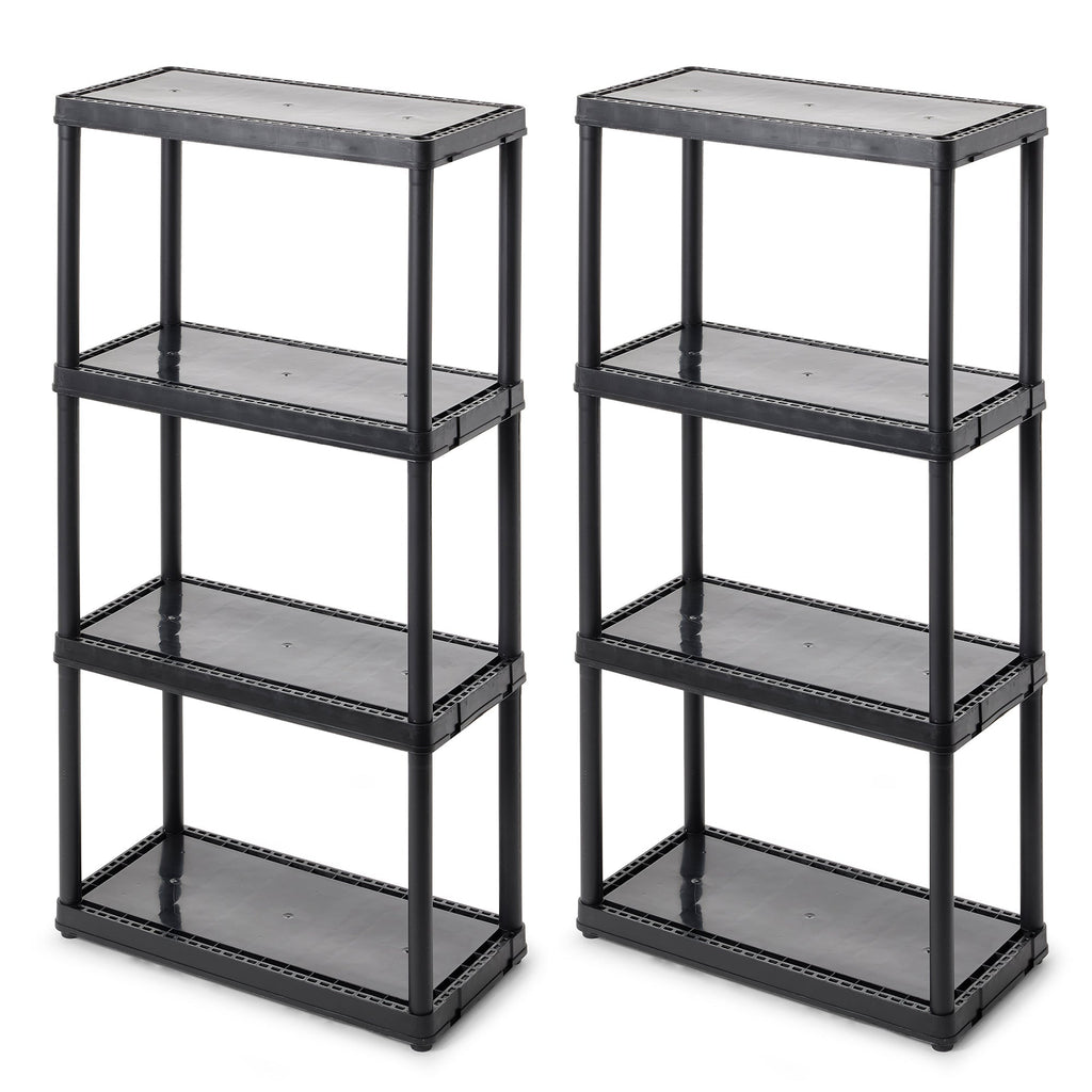 Gracious Living 4 Shelf Fixed Height Light Duty Storage Unit, Black (2 Pack)-*Home&Garden | Household Supplies | Storage & Organization-Grease Monkey Garage