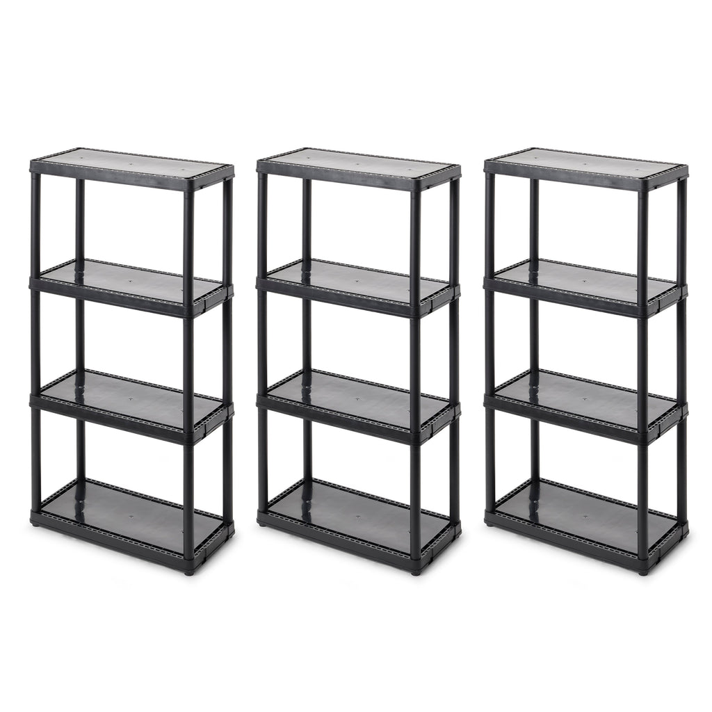 Gracious Living 4 Shelf Fixed Height Light Duty Storage Unit, Black (3 Pack)-*Hardware | Hardware Accessories | Tool Storage & Organization | Tool Cabinets & Chests-Grease Monkey Garage