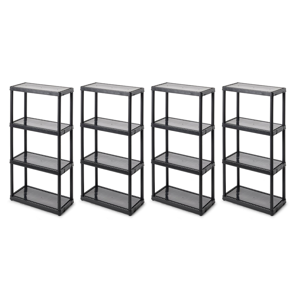 Gracious Living 4 Shelf Fixed Height Light Duty Storage Unit, Black (4 Pack)-*Home&Garden | Household Supplies | Storage & Organization-Grease Monkey Garage