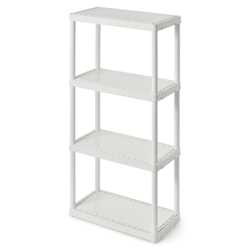 Gracious Living 4 Shelf Fixed Height Light Duty Storage Unit, White (2 Pack)-Home & Garden | Household Supplies | Storage & Organization | Household Storage Containers-Grease Monkey Garage