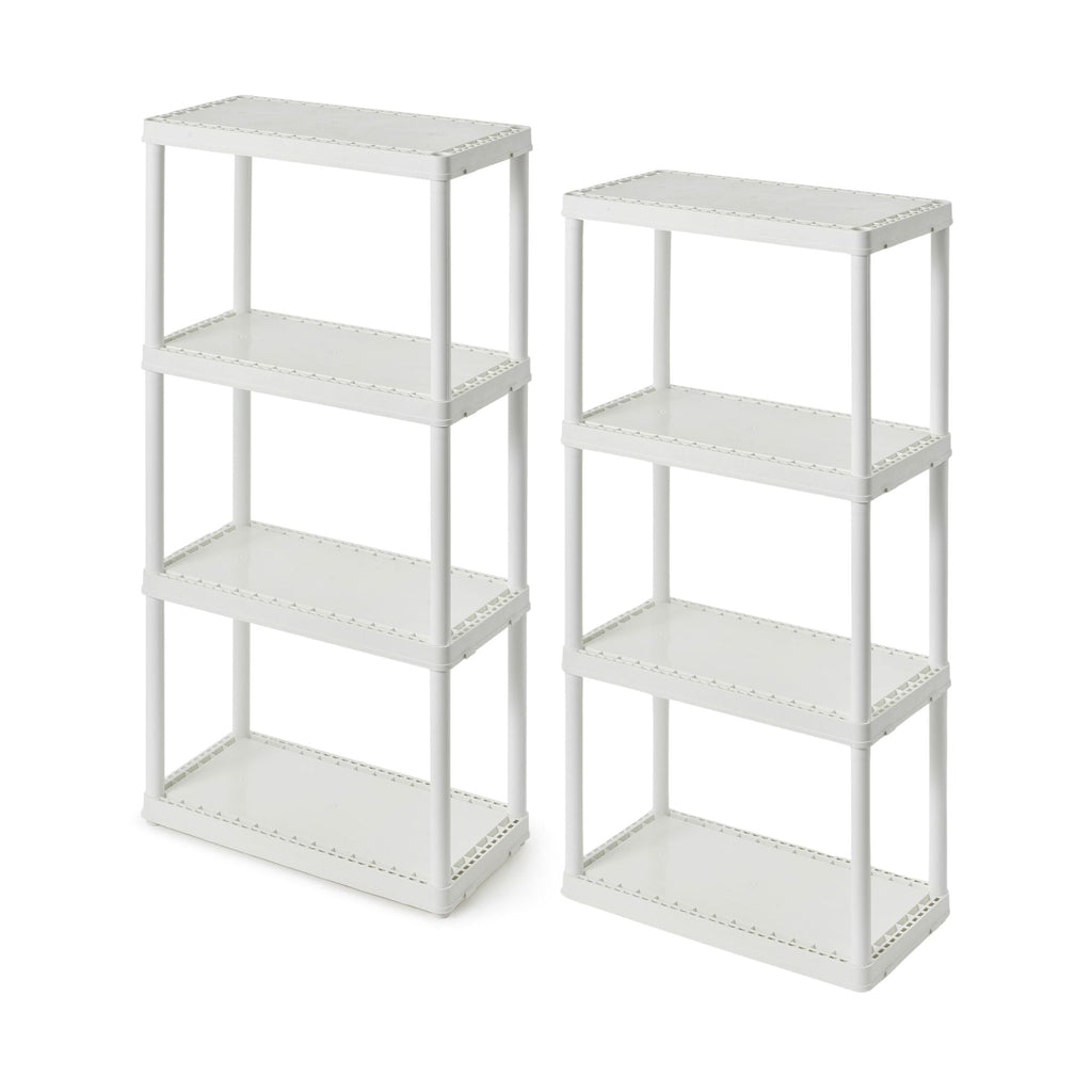 Gracious Living 4 Shelf Fixed Height Light Duty Storage Unit, White (2 Pack)-Home & Garden | Household Supplies | Storage & Organization | Household Storage Containers-Grease Monkey Garage