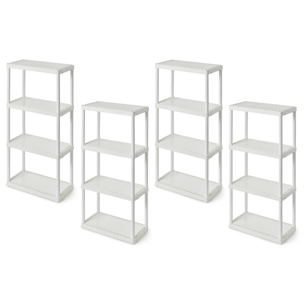 Gracious Living 4 Shelf Fixed Height Light Duty Storage Unit, White (4 Pack)-*Home&Garden | Household Supplies | Storage & Organization | Household Storage Containers-Grease Monkey Garage