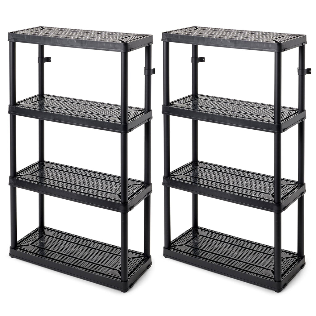 Gracious Living 4 Shelf Fixed Height Medium Duty Storage Rack, 2 Pack, Black-*Home&Garden | Household Supplies | Storage & Organization | Household Storage Caddies-Grease Monkey Garage