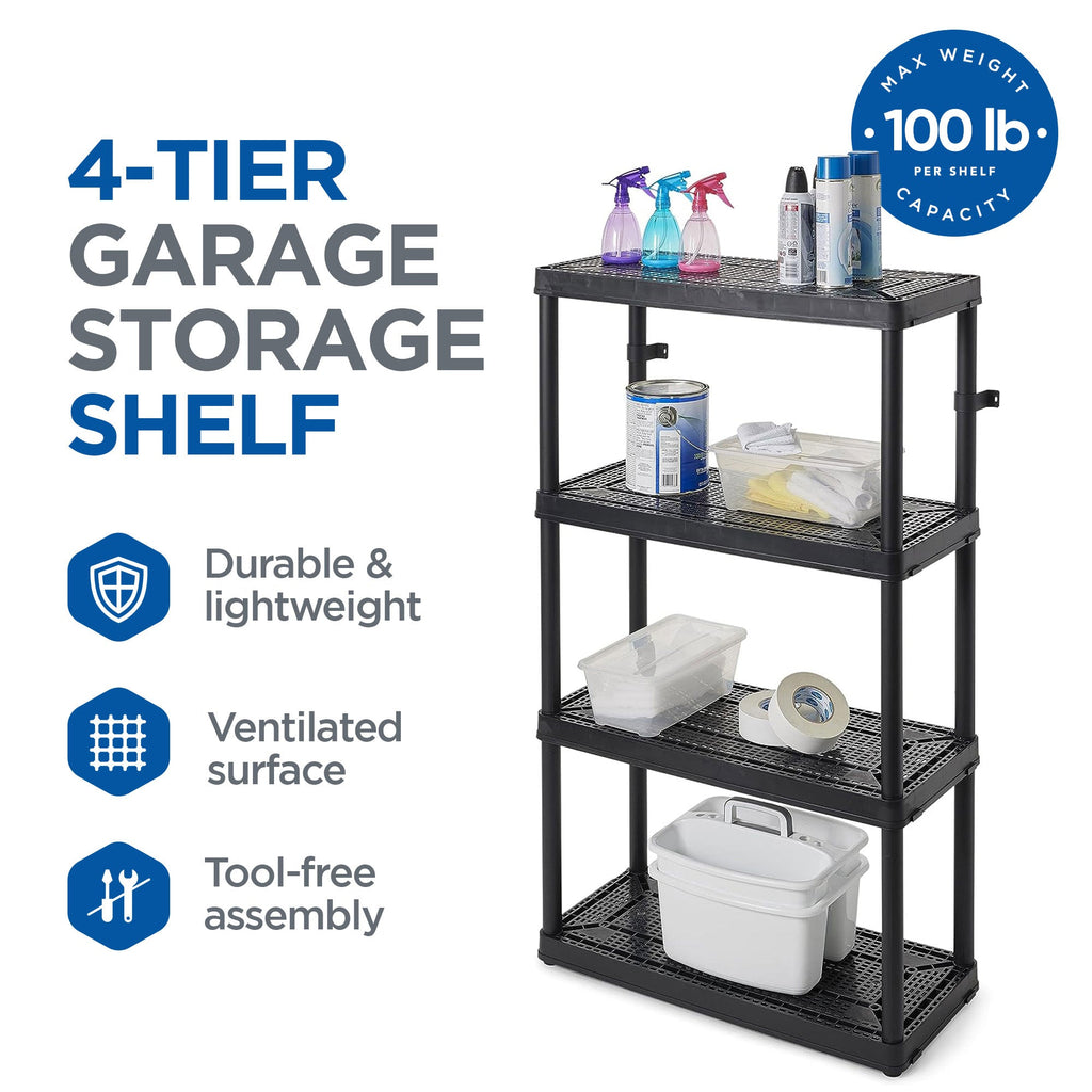 Gracious Living 4 Shelf Fixed Height Medium Duty Storage Rack, 2 Pack, Black-*Home&Garden | Household Supplies | Storage & Organization | Household Storage Caddies-Grease Monkey Garage