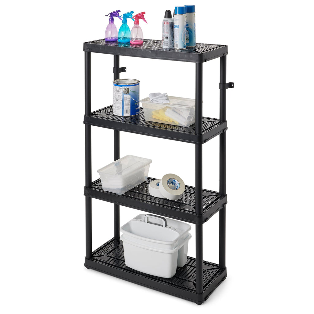 Gracious Living 4 Shelf Fixed Height Medium Duty Storage Rack, 2 Pack, Black-*Home&Garden | Household Supplies | Storage & Organization | Household Storage Caddies-Grease Monkey Garage