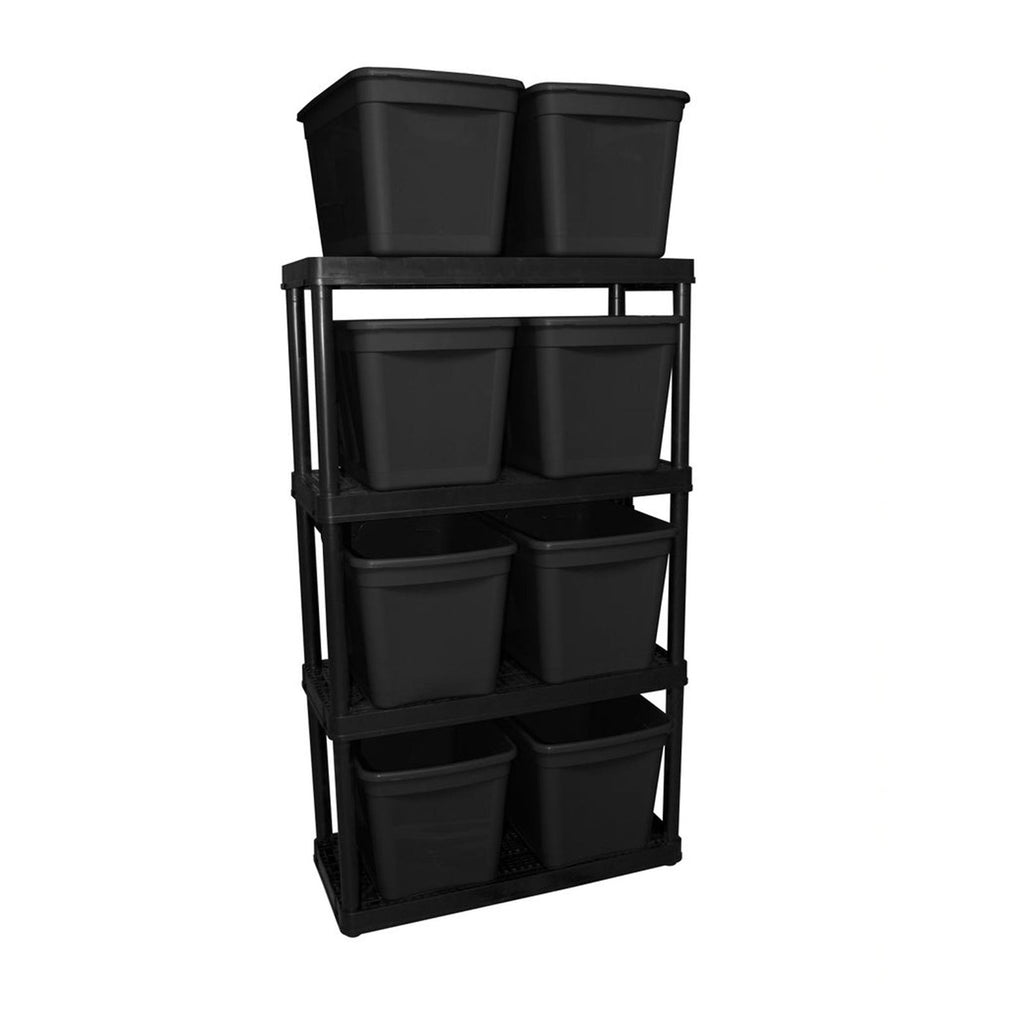 Gracious Living 4 Shelf Fixed Height Medium Duty Storage Unit, Black (3 Pack)-Home & Garden | Household Supplies | Storage & Organization | Household Storage Caddies-Grease Monkey Garage