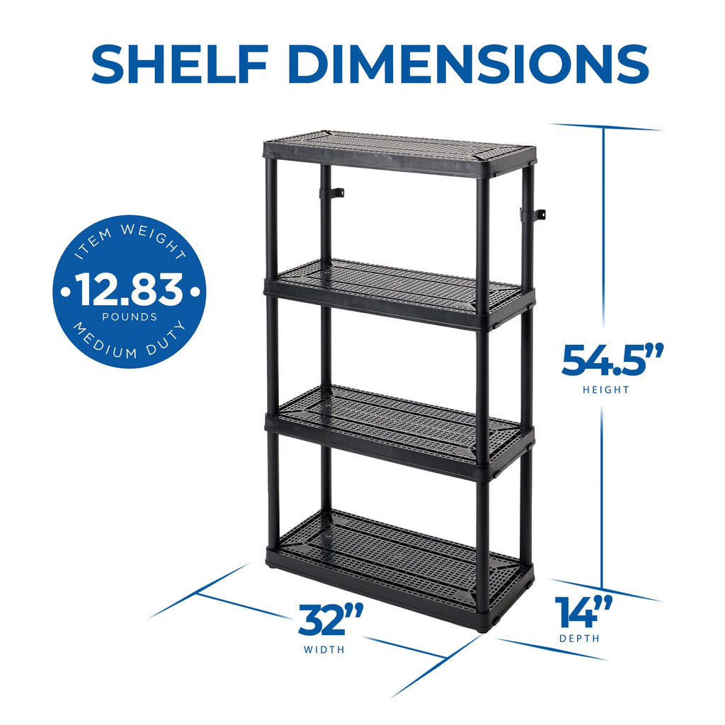 Gracious Living 4 Shelf Fixed Height Medium Duty Storage Unit, Black (3 Pack)-Home & Garden | Household Supplies | Storage & Organization | Household Storage Caddies-Grease Monkey Garage