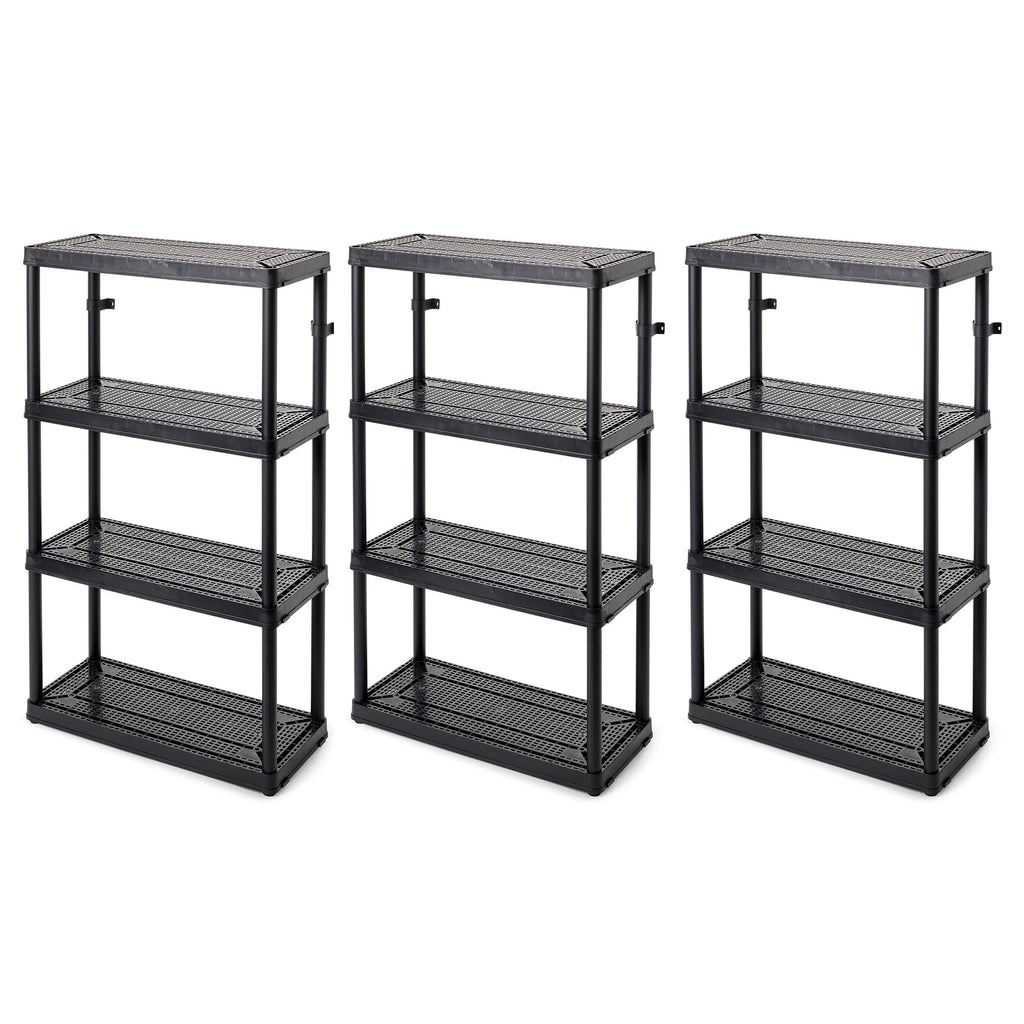 Gracious Living 4 Shelf Fixed Height Medium Duty Storage Unit, Black (3 Pack)-Home & Garden | Household Supplies | Storage & Organization | Household Storage Caddies-Grease Monkey Garage