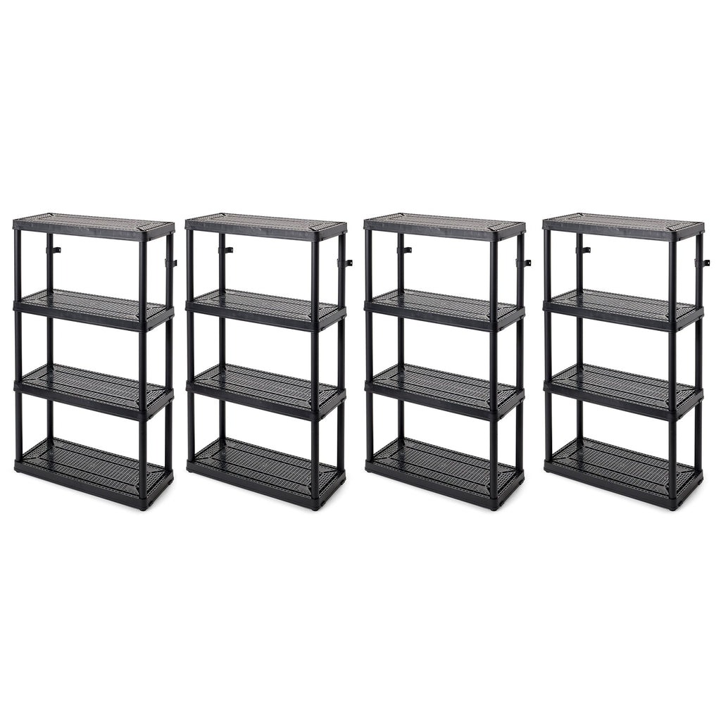 Gracious Living 4 Shelf Fixed Height Medium Duty Storage Unit, Black (4 Pack)-Home & Garden | Household Supplies | Storage & Organization | Household Storage Caddies-Grease Monkey Garage