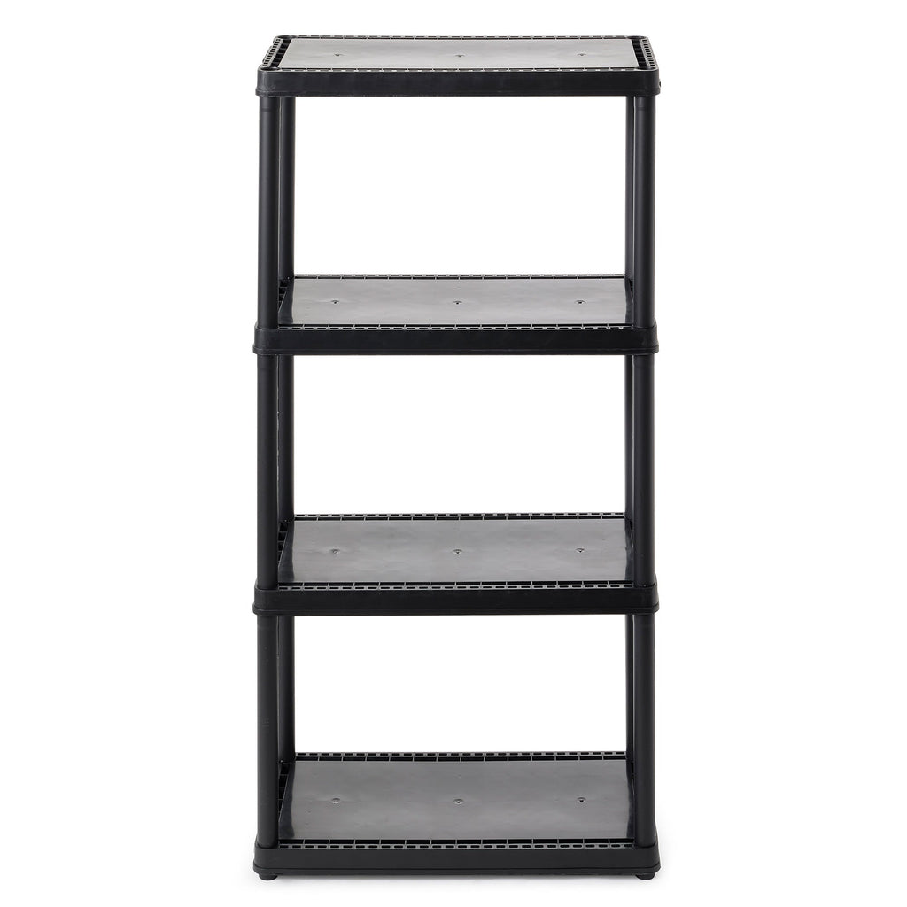 Gracious Living 4 Shelf Fixed Height Solid Light Duty Home Storage Unit, Black-*Business&Industrial | Industrial Storage | Industrial Shelving-Grease Monkey Garage