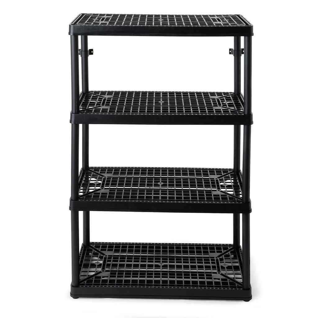 Gracious Living 4 Shelf Fixed Height Ventilated Heavy Duty Storage Unit, Black-Furniture | Shelving | Bookcases & Standing Shelves-Grease Monkey Garage