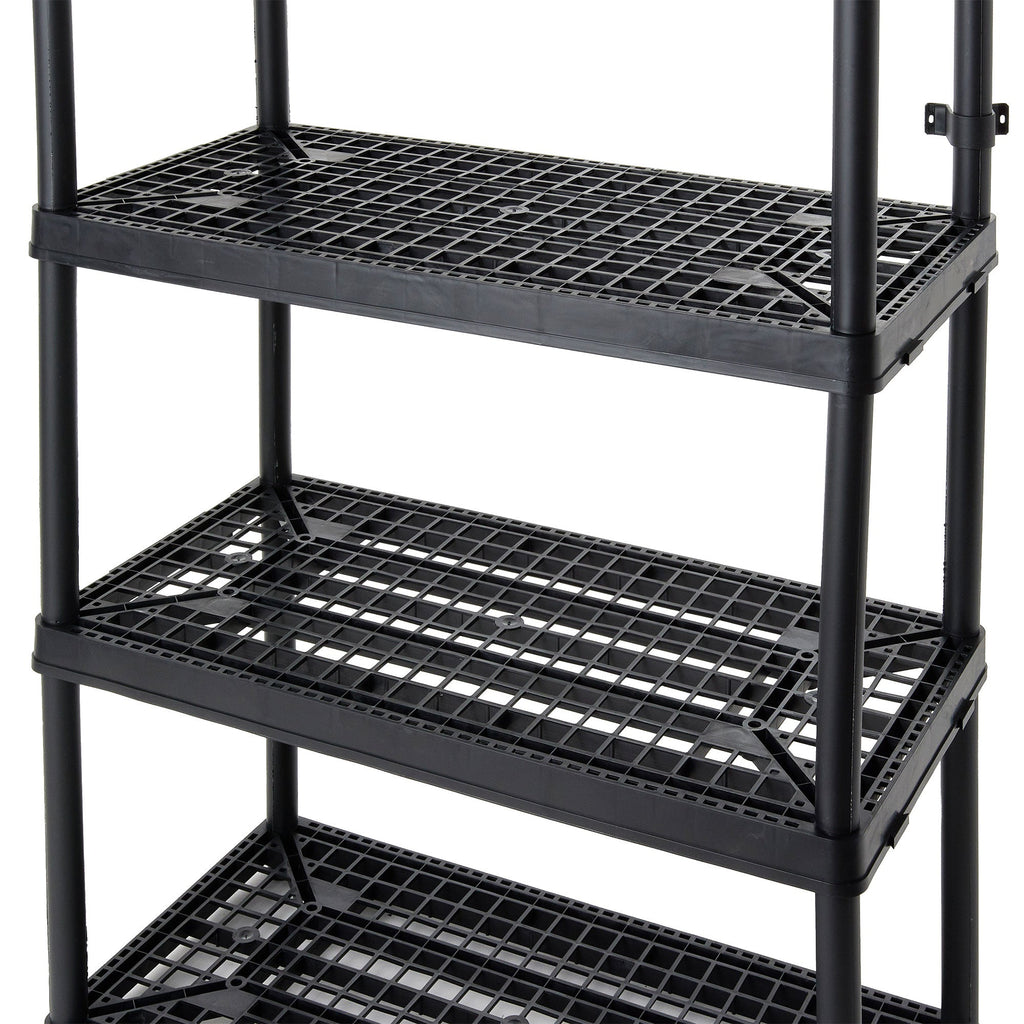 Gracious Living 4 Shelf Fixed Height Ventilated Heavy Duty Storage Unit, Black-Furniture | Shelving | Bookcases & Standing Shelves-Grease Monkey Garage