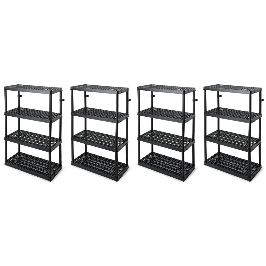 Gracious Living 4 Shelf Fixed Height Ventilated Heavy Duty Storage Unit, Black-Furniture | Shelving | Bookcases & Standing Shelves-Grease Monkey Garage