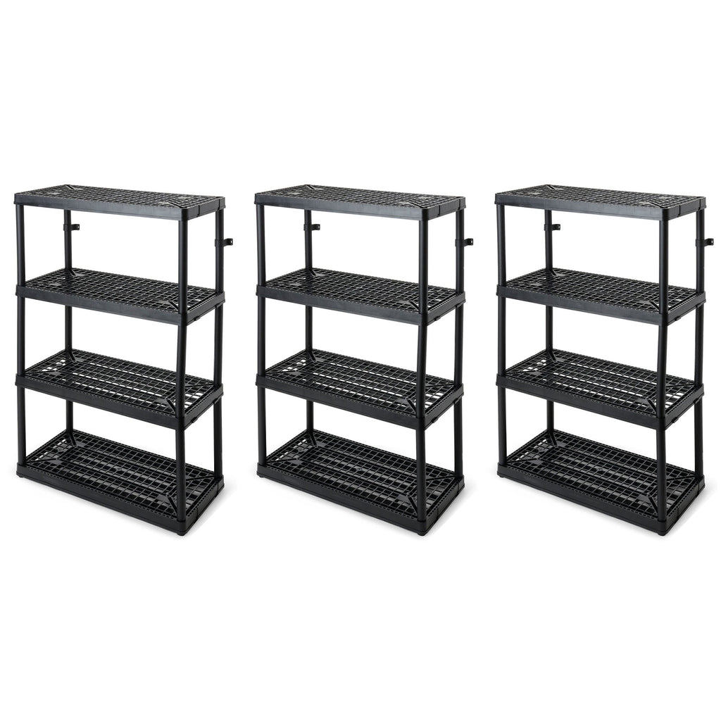 Gracious Living 4 Shelf Fixed Height Ventilated Heavy Duty Storage Unit, Black-Furniture | Shelving | Bookcases & Standing Shelves-Grease Monkey Garage