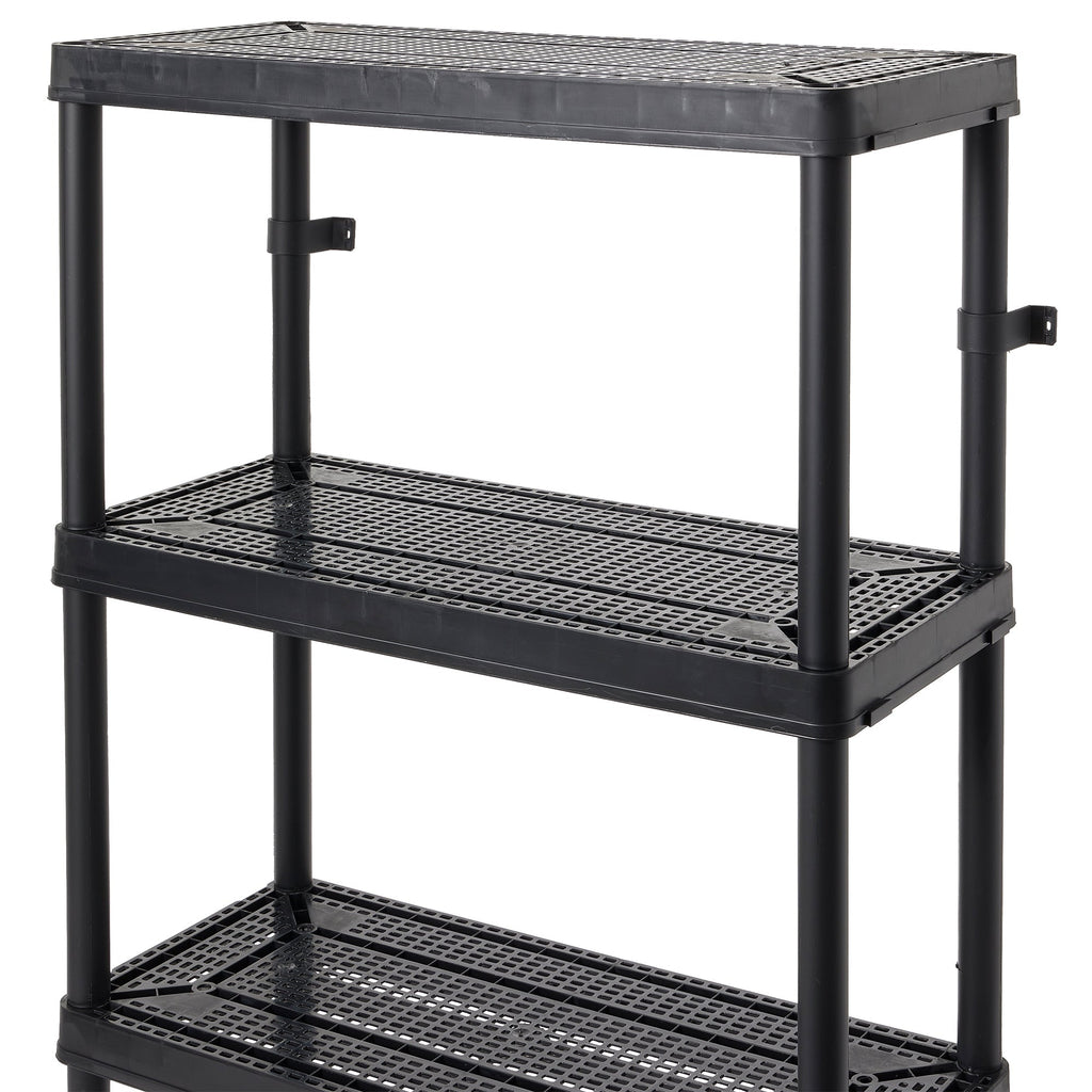 Gracious Living 4 Shelf Fixed Height Ventilated Medium Duty Storage Unit, Black-*Home&Garden | Household Supplies | Storage & Organization | Household Storage Caddies-Grease Monkey Garage