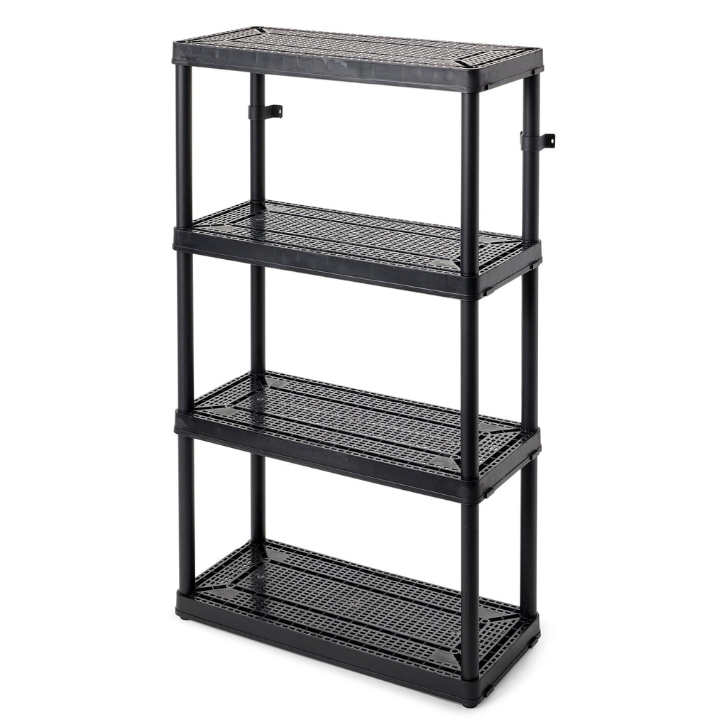 Gracious Living 4 Shelf Fixed Height Ventilated Medium Duty Storage Unit, Black-*Home&Garden | Household Supplies | Storage & Organization | Household Storage Caddies-Grease Monkey Garage