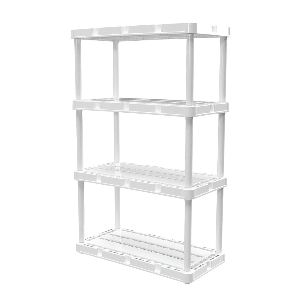 Gracious Living 4 Shelf Knect-A-Shelf Fixed Height Light Duty Storage Unit,White-Furniture | Shelving | Bookcases & Standing Shelves-Grease Monkey Garage