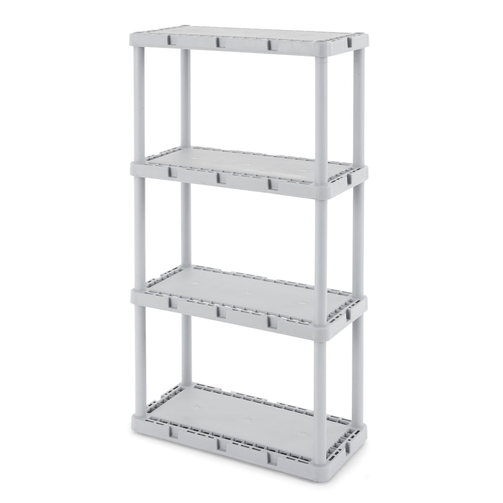 Gracious Living 4 Shelf Knect-A-Shelf Fixed Height Solid Light Duty Storage,Grey-*Furniture | Shelving | Bookcases & Standing Shelves-Grease Monkey Garage