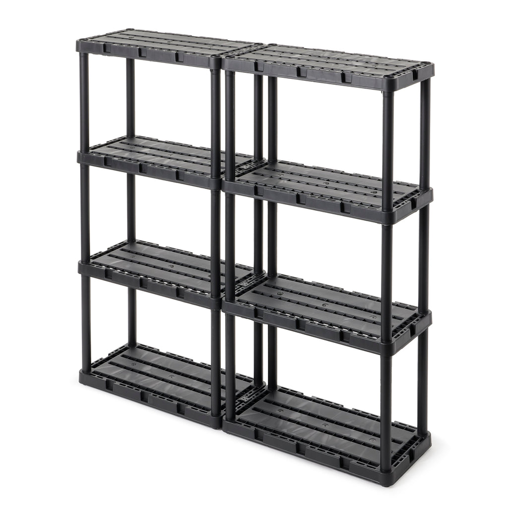 Gracious Living 4 Shelf Knect-A-Shelf Solid Light Duty Storage Unit, Black 2 Pck-Furniture | Shelving | Bookcases & Standing Shelves-Grease Monkey Garage