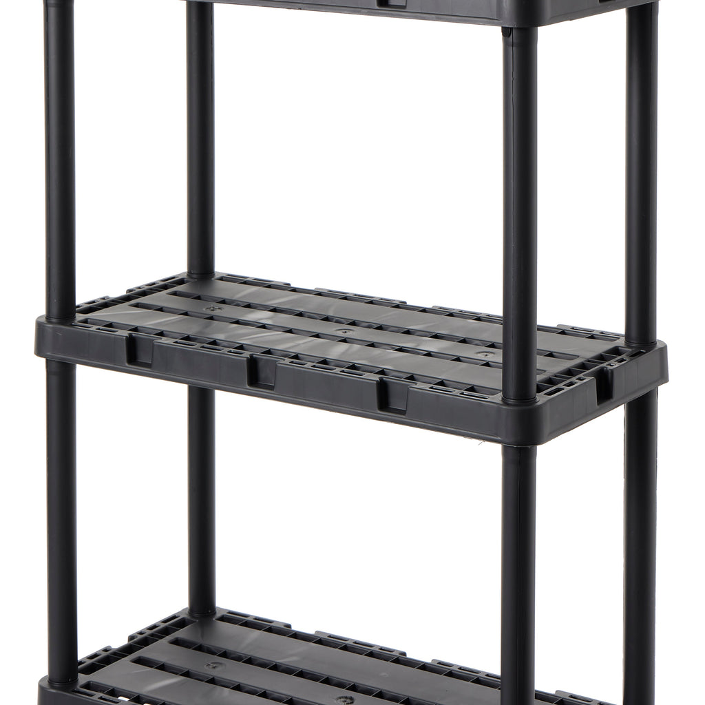 Gracious Living 4 Shelf Knect-A-Shelf Solid Light Duty Storage Unit, Black 2 Pck-Furniture | Shelving | Bookcases & Standing Shelves-Grease Monkey Garage