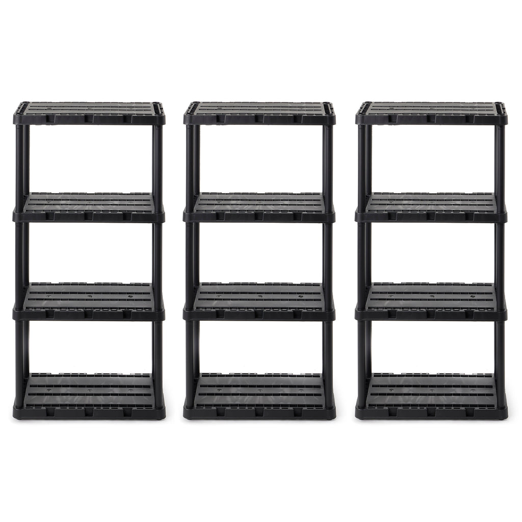 Gracious Living 4 Shelf Knect-A-Shelf Solid Light Duty Storage Unit, Black 3 Pck-Furniture | Shelving | Bookcases & Standing Shelves-Grease Monkey Garage