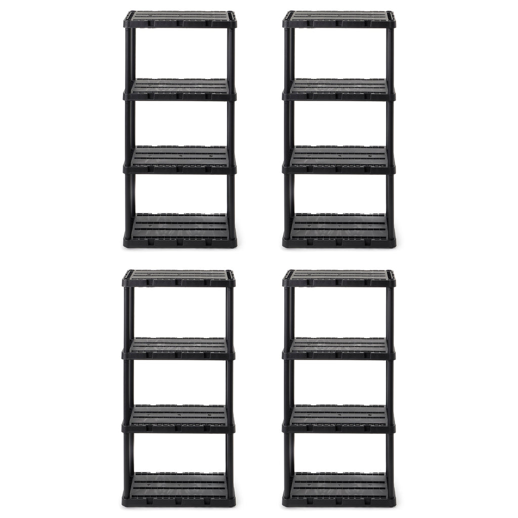 Gracious Living 4 Shelf Knect-A-Shelf Solid Light Duty Storage Unit, Black 4 Pck-Furniture | Shelving | Bookcases & Standing Shelves-Grease Monkey Garage