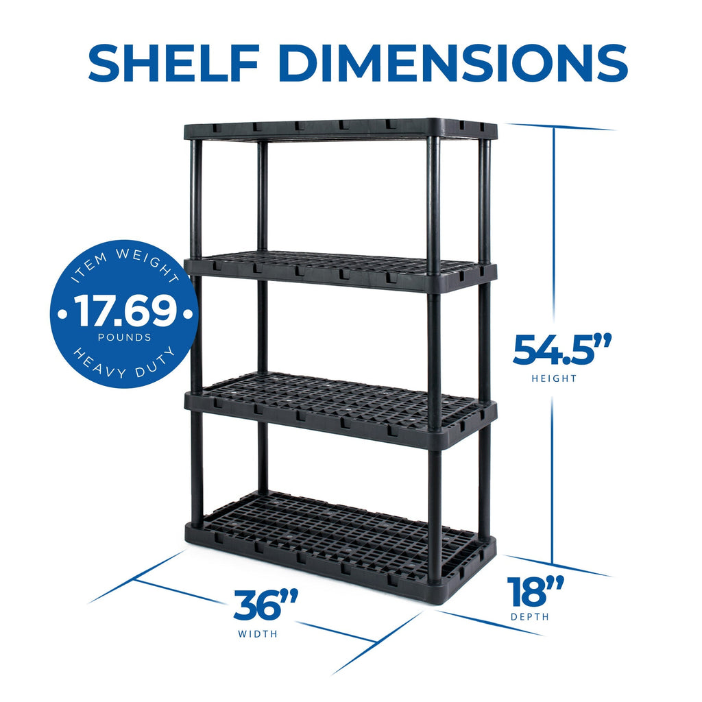 Gracious Living 4 Shelf Knect A Shelf Ventilated Storage Unit, Black (2 Pack)-Furniture | Shelving | Bookcases & Standing Shelves-Grease Monkey Garage