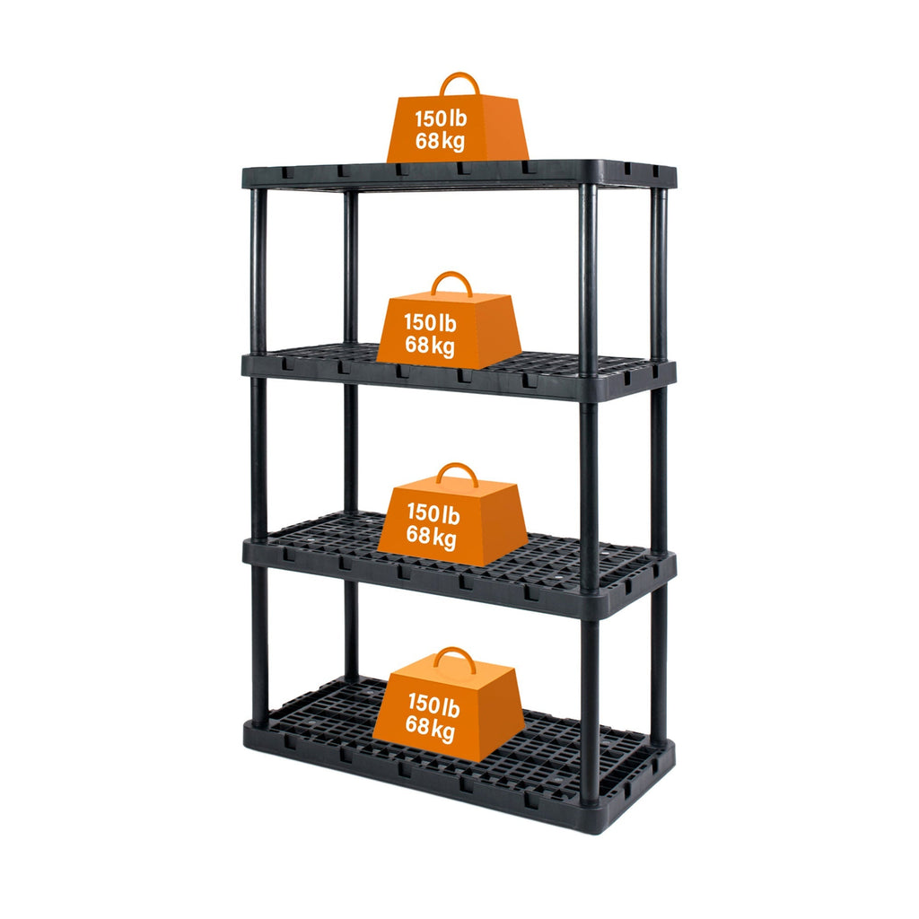 Gracious Living 4 Shelf Knect A Shelf Ventilated Storage Unit, Black (2 Pack)-Furniture | Shelving | Bookcases & Standing Shelves-Grease Monkey Garage