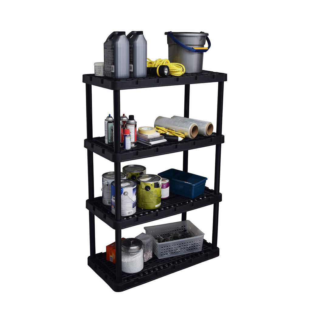 Gracious Living 4 Shelf Knect A Shelf Ventilated Storage Unit, Black (2 Pack)-Furniture | Shelving | Bookcases & Standing Shelves-Grease Monkey Garage