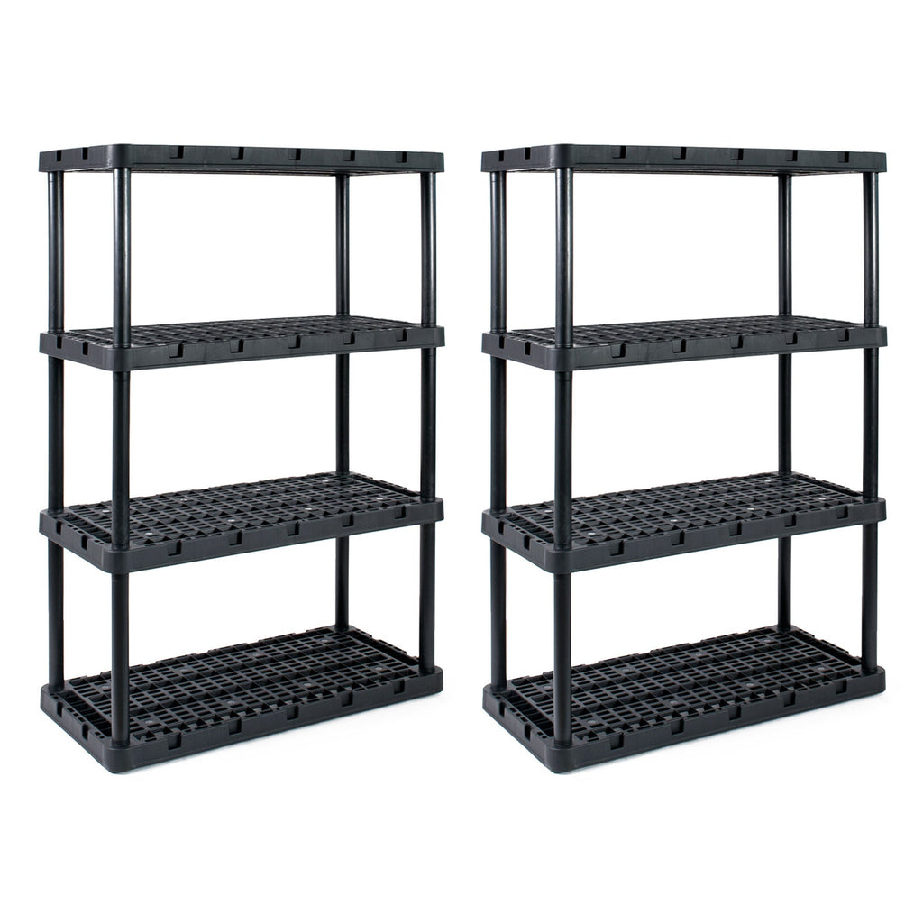 Gracious Living 4 Shelf Knect A Shelf Ventilated Storage Unit, Black (2 Pack)-Furniture | Shelving | Bookcases & Standing Shelves-Grease Monkey Garage