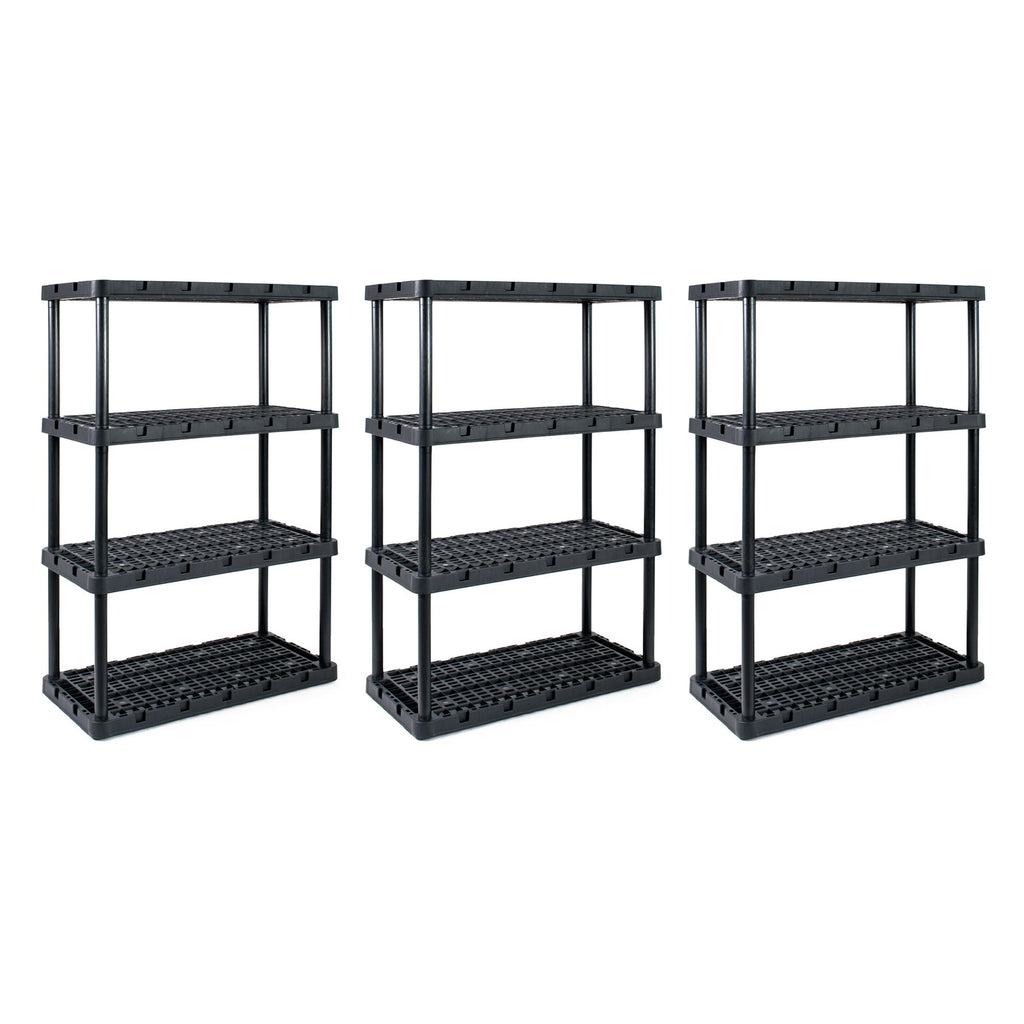 Gracious Living 4 Shelf Knect A Shelf Ventilated Storage Unit, Black (3 Pack)-Furniture | Shelving | Bookcases & Standing Shelves-Grease Monkey Garage