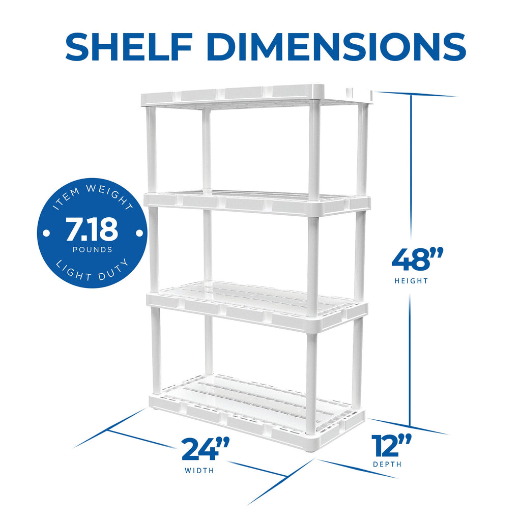 Gracious Living 4 Shelf Knect-A-Shelf Ventilated Storage Unit, White (2 Pack)-Furniture | Shelving | Bookcases & Standing Shelves-Grease Monkey Garage