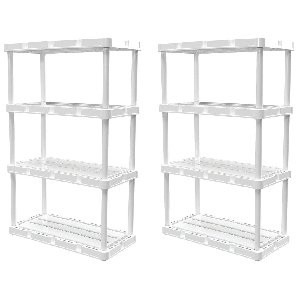 Gracious Living 4 Shelf Knect-A-Shelf Ventilated Storage Unit, White (2 Pack)-Furniture | Shelving | Bookcases & Standing Shelves-Grease Monkey Garage