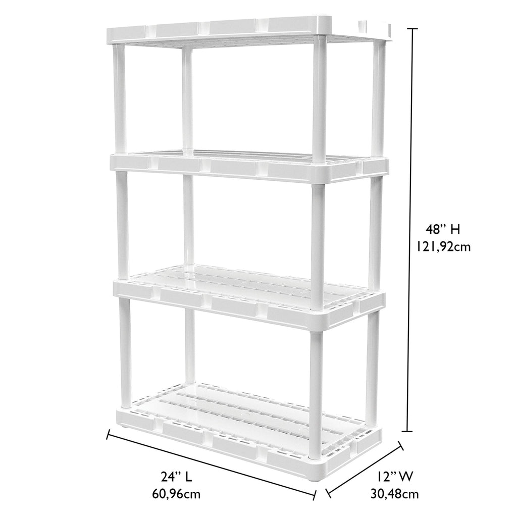 Gracious Living 4 Shelf Knect-A-Shelf Ventilated Storage Unit, White (3 Pack)-Furniture | Shelving | Bookcases & Standing Shelves-Grease Monkey Garage