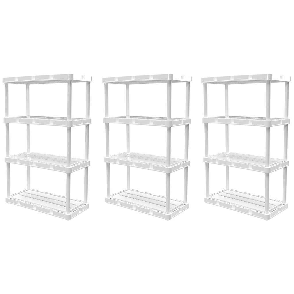 Gracious Living 4 Shelf Knect-A-Shelf Ventilated Storage Unit, White (3 Pack)-Furniture | Shelving | Bookcases & Standing Shelves-Grease Monkey Garage